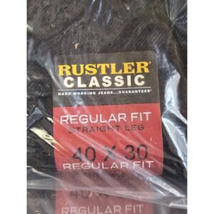 Rustler Black Classic Regular Fit Straight Leg Jeans Size 40/30